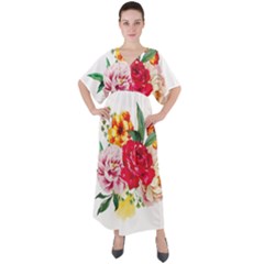 Garden Flowers V-neck Boho Style Maxi Dress