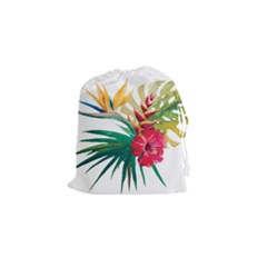 Tropical Flowers Drawstring Pouch (small) by goljakoff