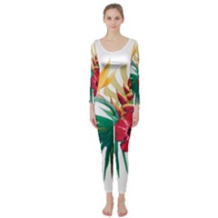 Tropical Flowers Long Sleeve Catsuit by goljakoff