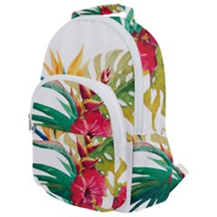 Tropical Flowers Rounded Multi Pocket Backpack by goljakoff