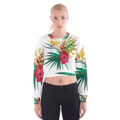 Tropical Flowers Cropped Sweatshirt by goljakoff