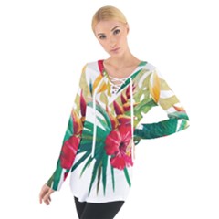 Tropical Flowers Tie Up Tee by goljakoff