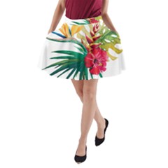 Tropical Flowers A-line Pocket Skirt by goljakoff