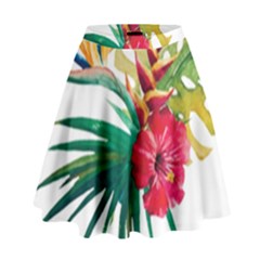 Tropical Flowers High Waist Skirt by goljakoff