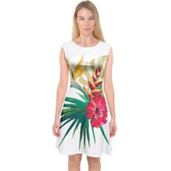 Tropical Flowers Capsleeve Midi Dress by goljakoff