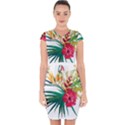 Tropical flowers Capsleeve Drawstring Dress  View1