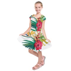 Tropical Flowers Kids  Short Sleeve Dress by goljakoff