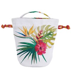 Tropical Flowers Drawstring Bucket Bag by goljakoff