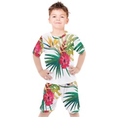 Tropical Flowers Kids  Tee And Shorts Set by goljakoff