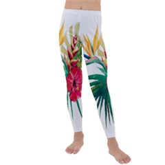 Tropical Flowers Kids  Lightweight Velour Leggings by goljakoff