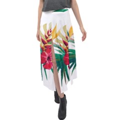 Tropical Flowers Velour Split Maxi Skirt by goljakoff