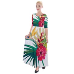 Tropical Flowers Half Sleeves Maxi Dress by goljakoff