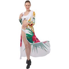 Tropical Flowers Maxi Chiffon Beach Wrap by goljakoff