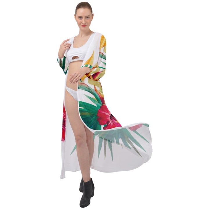 Tropical flowers Maxi Chiffon Beach Wrap