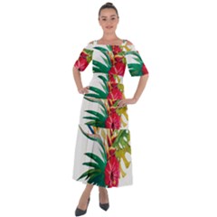 Tropical Flowers Shoulder Straps Boho Maxi Dress  by goljakoff