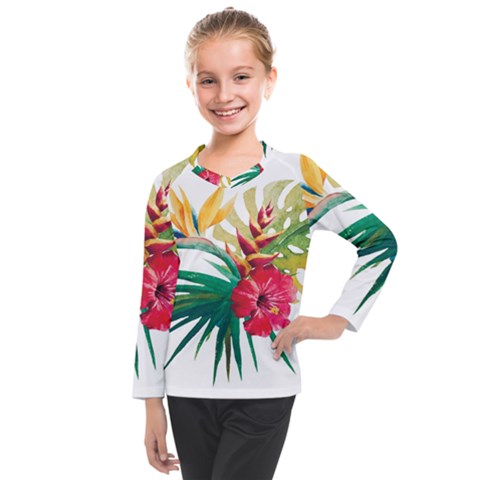 Tropical Flowers Kids  Long Mesh Tee by goljakoff