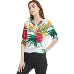 Tropical Flowers Quarter Sleeve Blouse