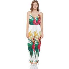 Tropical Flowers Sleeveless Tie Ankle Jumpsuit by goljakoff