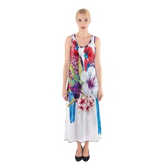 Tropical Parrots Sleeveless Maxi Dress by goljakoff