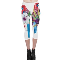 Tropical Parrots Capri Leggings  by goljakoff