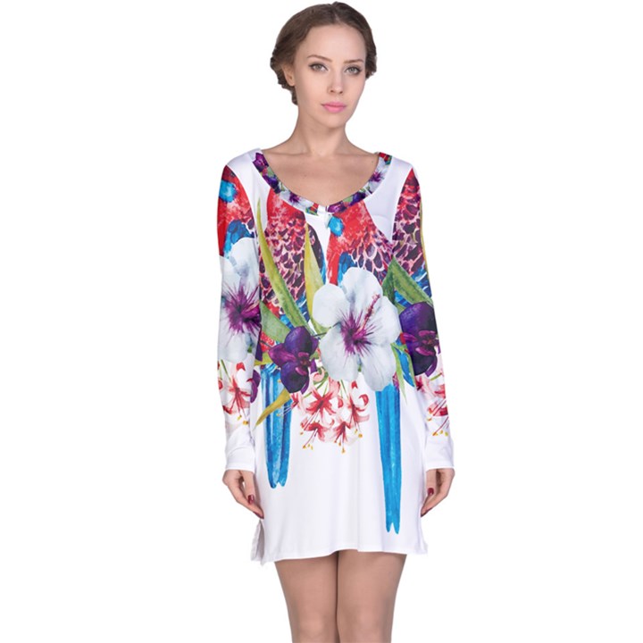 Tropical parrots Long Sleeve Nightdress