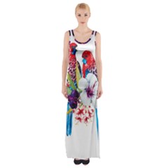 Tropical Parrots Thigh Split Maxi Dress by goljakoff