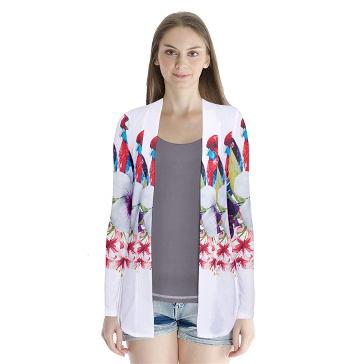 Tropical parrots Drape Collar Cardigan