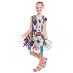 Tropical Parrots Kids  Short Sleeve Dress by goljakoff