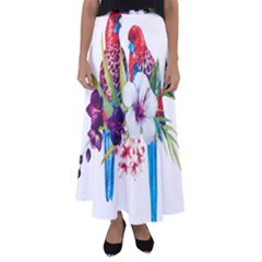 Tropical Parrots Flared Maxi Skirt by goljakoff