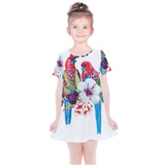 Tropical Parrots Kids  Simple Cotton Dress by goljakoff