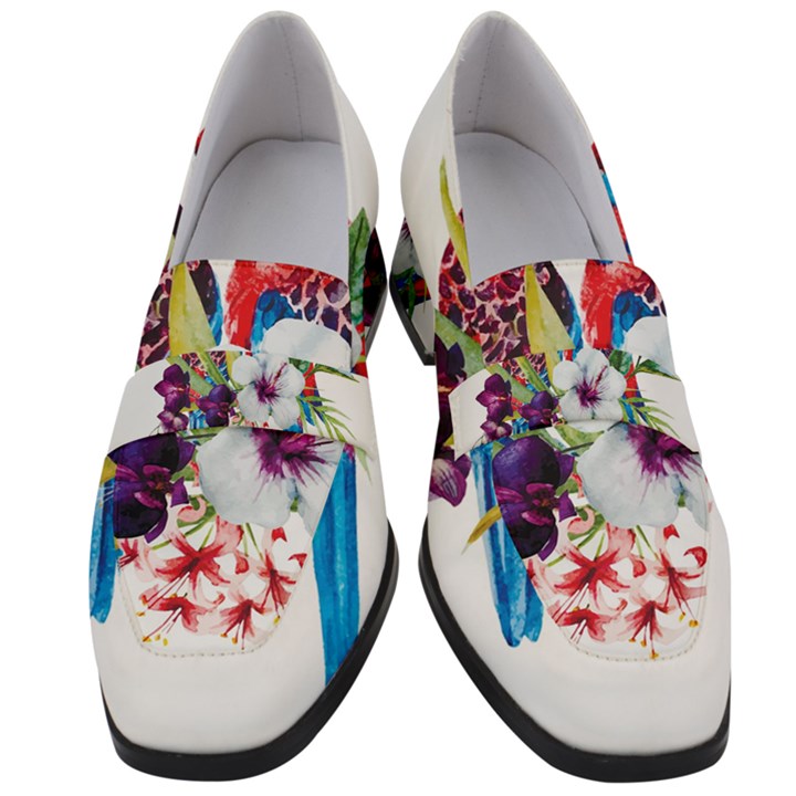 Tropical parrots Women s Chunky Heel Loafers