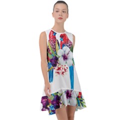 Tropical Parrots Frill Swing Dress by goljakoff