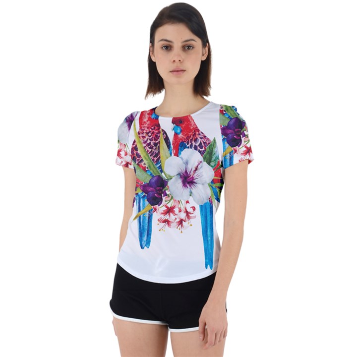 Tropical parrots Back Cut Out Sport Tee