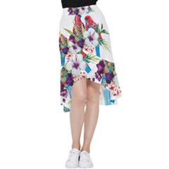 Tropical Parrots Frill Hi Low Chiffon Skirt