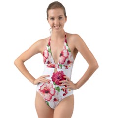 Flawers Halter Cut-out One Piece Swimsuit by goljakoff