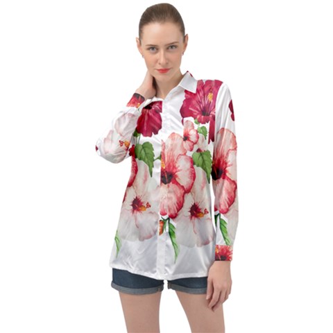 Flawers Long Sleeve Satin Shirt by goljakoff