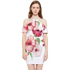 Flawers Shoulder Frill Bodycon Summer Dress