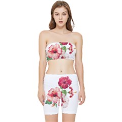 Flawers Stretch Shorts And Tube Top Set