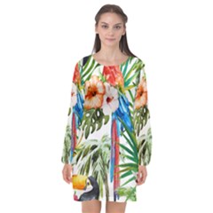 Jungle Long Sleeve Chiffon Shift Dress  by goljakoff