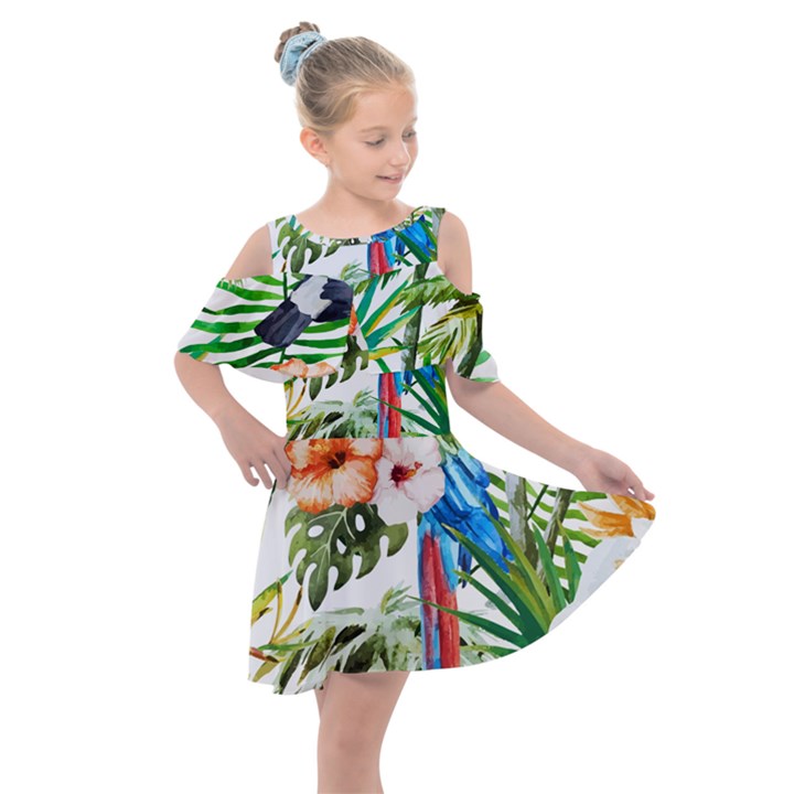 Jungle Kids  Shoulder Cutout Chiffon Dress