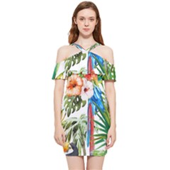 Jungle Shoulder Frill Bodycon Summer Dress