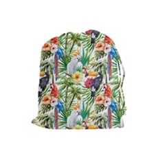 Jungle Birds Drawstring Pouch (large) by goljakoff