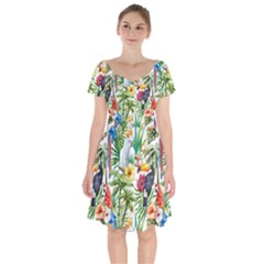 Jungle Birds Short Sleeve Bardot Dress by goljakoff