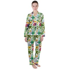 Jungle Birds Satin Long Sleeve Pyjamas Set by goljakoff