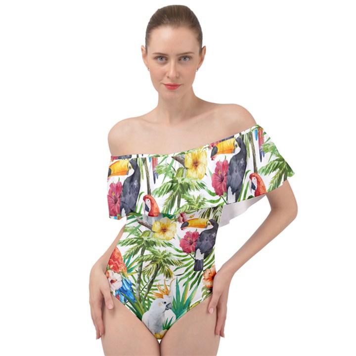 Jungle birds Off Shoulder Velour Bodysuit 