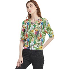 Jungle Birds Quarter Sleeve Blouse