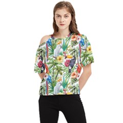 Jungle Birds One Shoulder Cut Out Tee by goljakoff