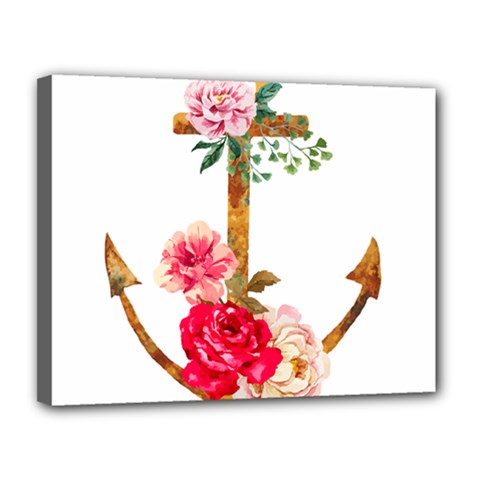 Flowers Anchor Canvas 14  X 11  (stretched) by goljakoff