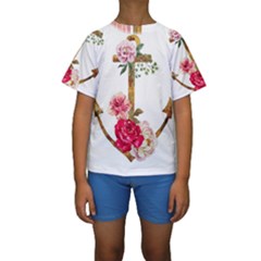 Flowers Anchor Kids  Short Sleeve Swimwear by goljakoff