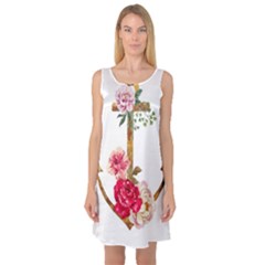 Flowers Anchor Sleeveless Satin Nightdress by goljakoff